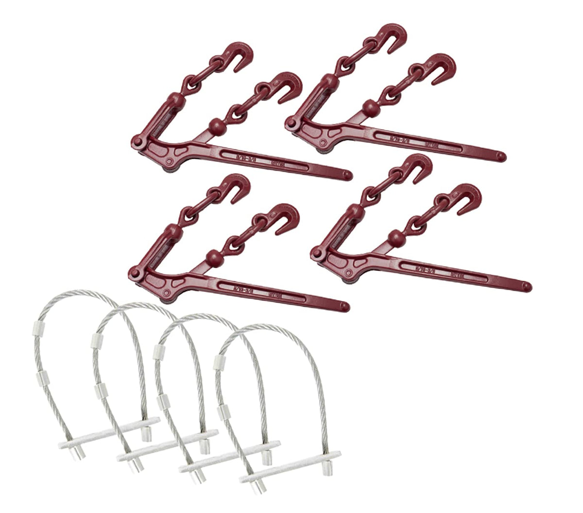 Mytee Products Lever Binder Lock Snap Safety Kit: (4) Safety Locking Clip, (4) 3/8" - 1/2" Chain Binder Lever Style