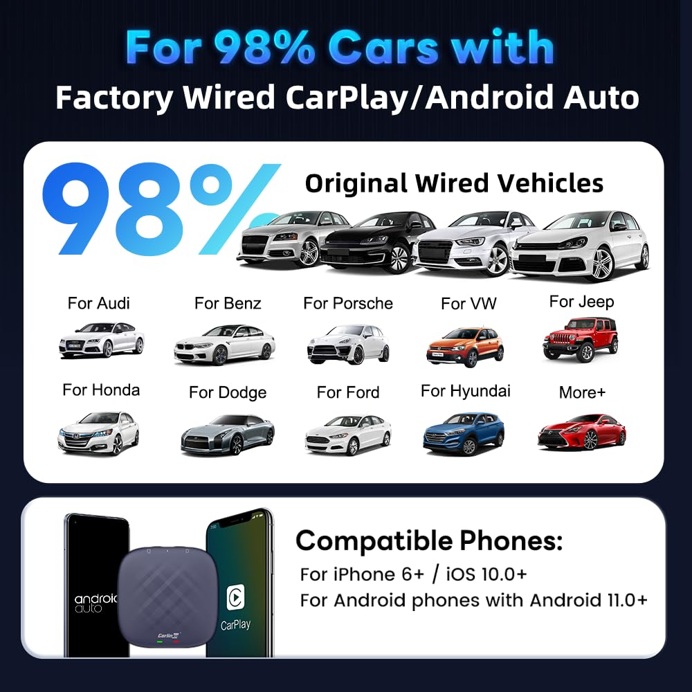 Carlinkit Tbox Plus CarPlay AI Box, Wireless 8GB+128GB Android Aibox