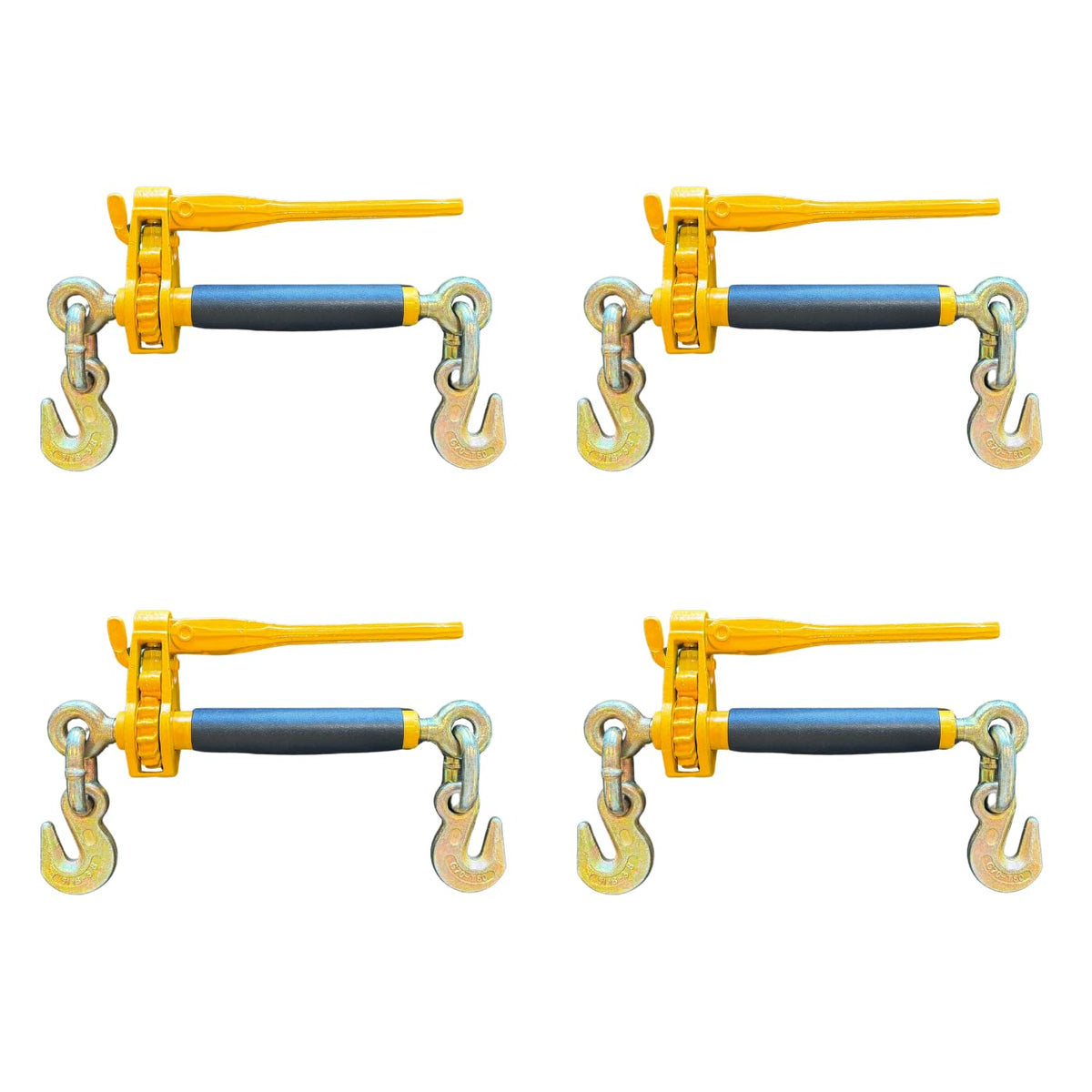 4PK 5/16-3/8" Folding Ratchet Load Binder G70 & G80-7,100 LBS WLL - Clevis Grab Hook, Chain Tie-Down