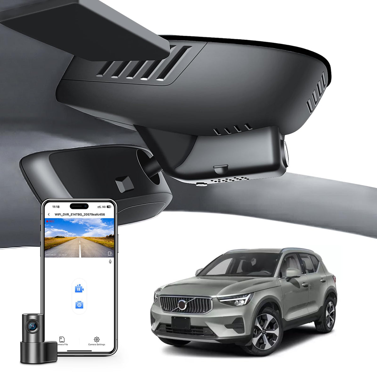 Front 4K & Rear 1080P Dash Cam Custom for Volvo XC40 2019-2022 (Model A)