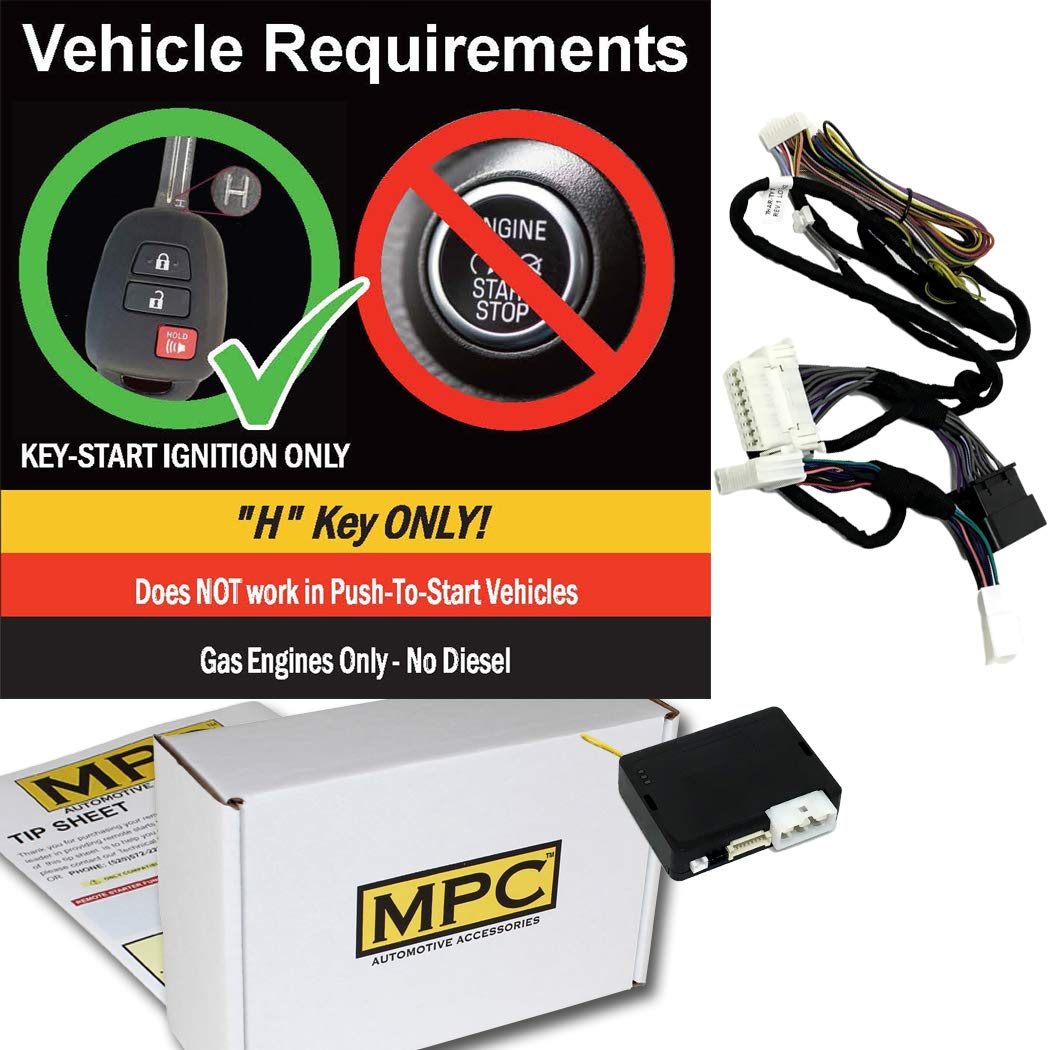 MPC Factory Remote Activated Remote Start Compatible with 2018-2019 Toyota Sequoia - H-Key - with T-Harness - Firmware Preloaded