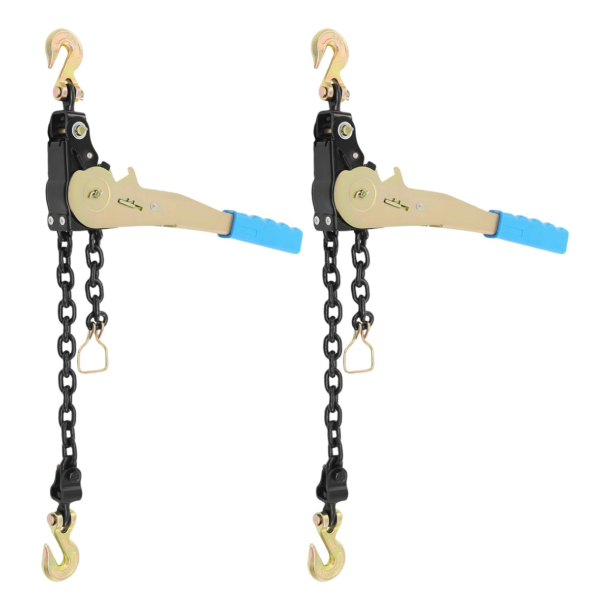 Lever Load Binder with Grab Hooks, Chain Binders Ratcheting 3/8-1/2, 6600lb (2Pcs-3/8"-1/2")