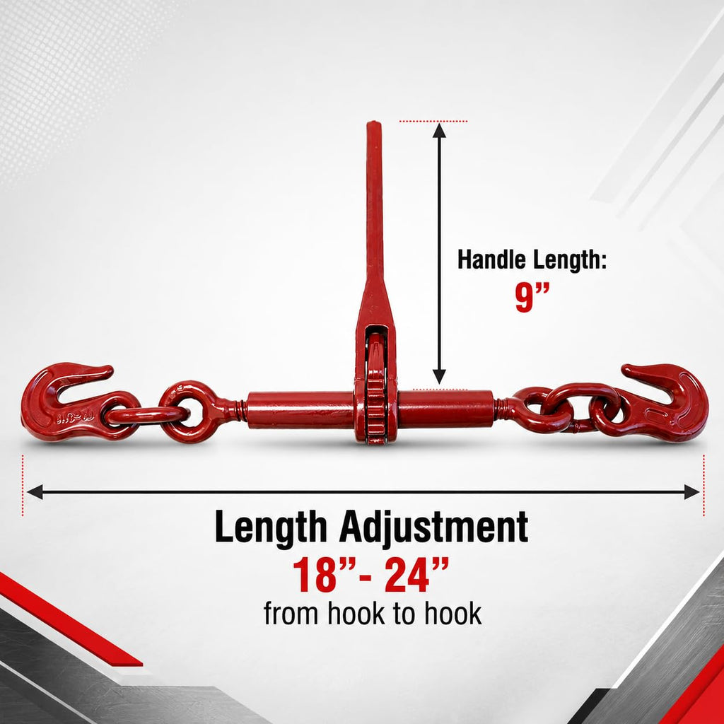 BXRTool US Chain Load Binder with Forged Grab Hooks ¼” – 5/16” -10 Pack - Heavy Duty - Chain Binder Tie Down - 2,600lbs WLL