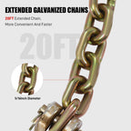 4PCS Chain Binders, Ratchet Chain Binder and Hook Chain Set 5/16-3/8 and 5/16 x 20FT Hook Chain