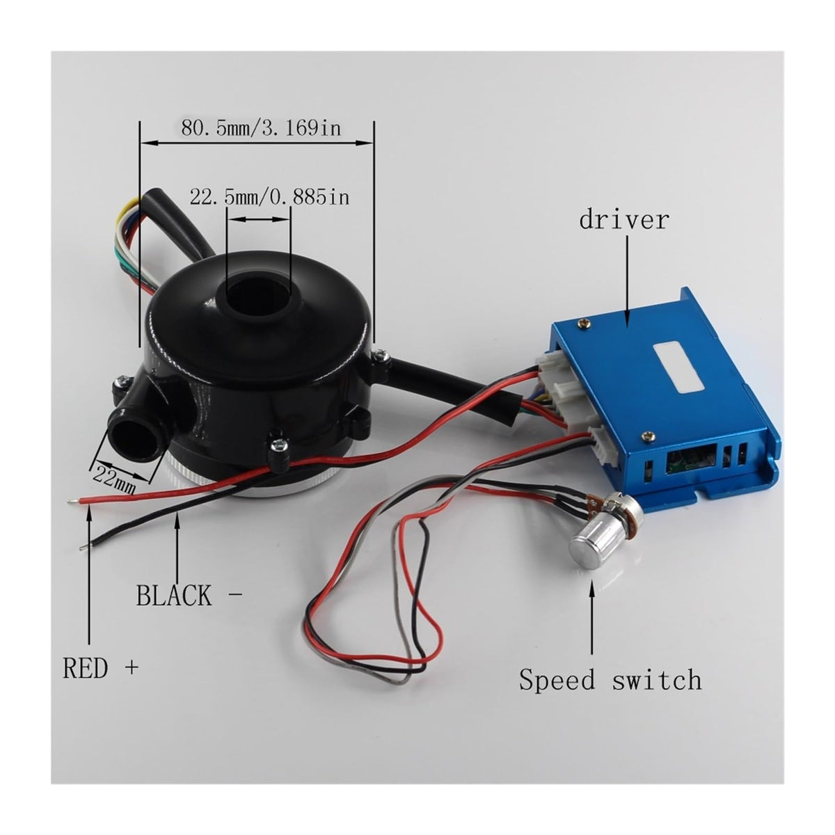 Centrifugal Blower DC 12V 24V Brushless High Pressure Centrifugal Blower with Suction Port Up to 9.5Kpa,air Cushion Machine Low Vibration and High Safety (Color : 24V Blower and Drive, Size : 1)