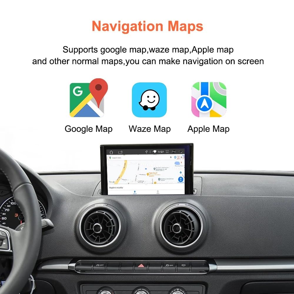 Wireless Carplay Android Auto for Audi A3 A4 A5 S3 B9 Q2L Q5L Q7 2014-2018 with MIB System Carplay Retrofit Decoder Box Kit Support Mirrorlink, Camera