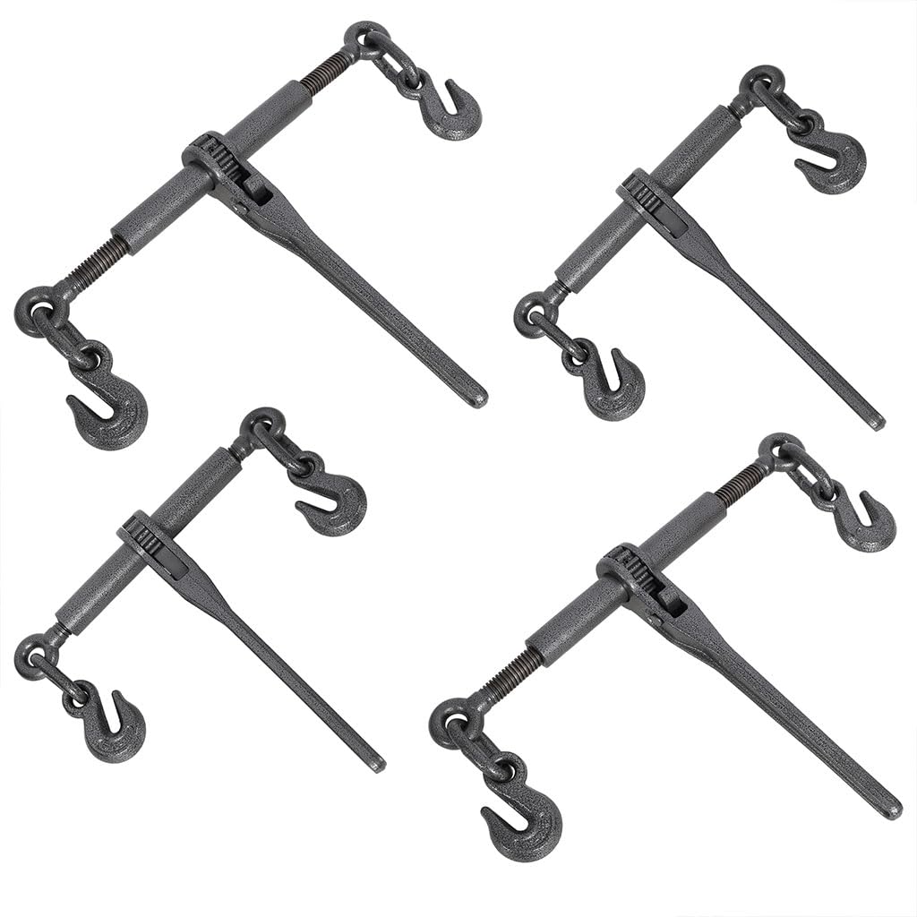 4 Pack Ratchet Load Binder, Heavy Duty 3/8 1/2 Ratchet Binders with 2 Grab