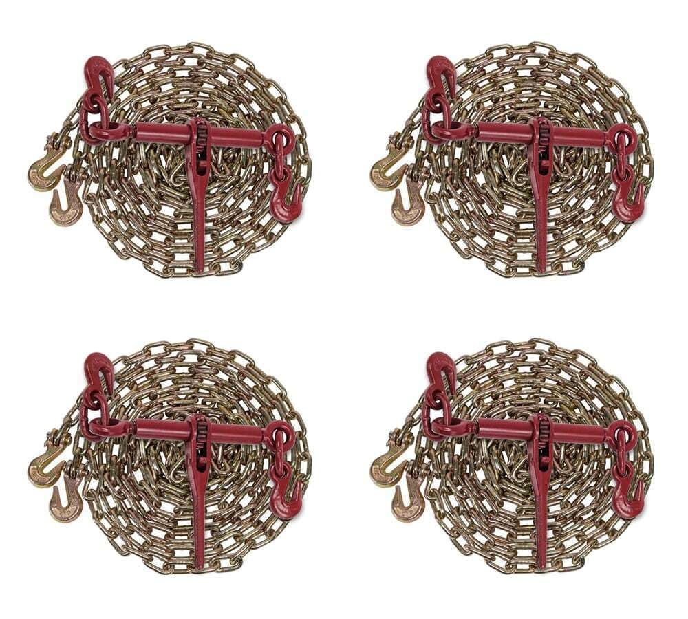 TM USWWAGOODS Replacement for/Fits 4 Pack 1/4'x12' G70 Chain Binder Kit w/Grab Hook & Load Binder 3150# WLL