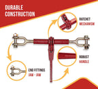Mytee Products 4 Pack Ratchet Speciality Binder, Jaw-Jaw 10" Barrel, 13,000 lbs WLL