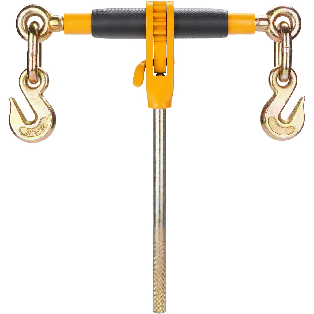 Ratchet Chain Binder, 5/16"-3/8" Heavy-Duty Load Binders, Featuring G80 Hooks 7,100 lbs Secure Limit, 4 P, Labor-Saving Anti-Skid Handle, Tie Down Hauling for Flatbed Truck Trailer