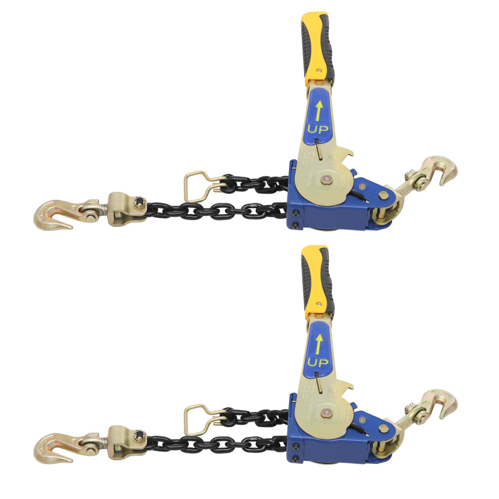 2 Pack 5/16"-3/8" Easy Ratchet Chain Binder with Grab Hooks & 5400 lbs WLL - Heavy Duty Tie Down Chain Ratchet Binder Load Binder for Flatbed Trailers Truck, Cargo Tie Down