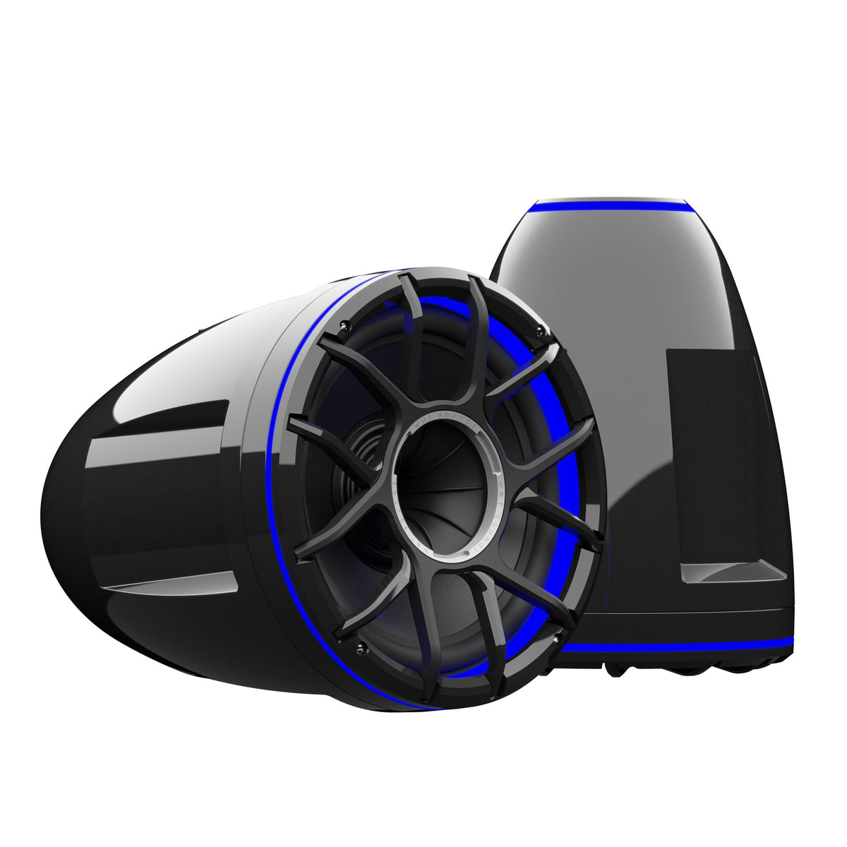 wet sounds REV12 Black HD Tower Speaker with XZ Black Zero Style Grille Black X-Mount Kit