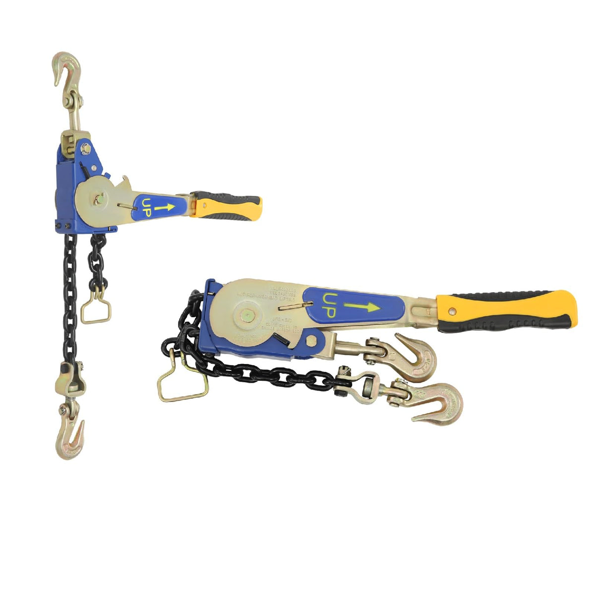 2PCS Ratcheting Chain Load Binder, Yellow, Load 6600lbs, 3/8-1/2in