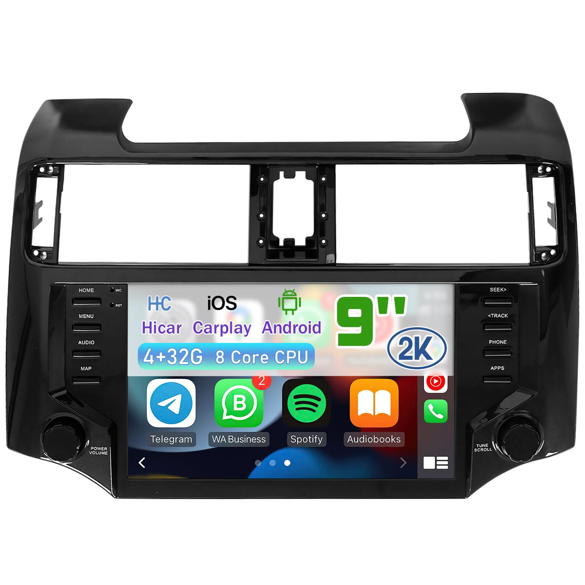 Stereo Radio Dash Kit for Toyota 4Runner Radio 2009-2022, Silver Upper 13.3" Android Head Unit TS10, 4+32G, Wireless CarPlay & Android Auto GPS Navigation AHD Backup Camera
