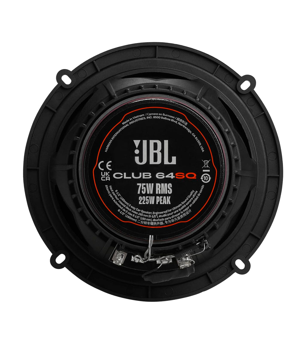 JBL Club 64SQ - 6.5” 2-Way Car Speakers, 225W Peak Power, Carbon Fiber Woofer, Silk Dome Tweeter, Includes A65S Speaker Adapter