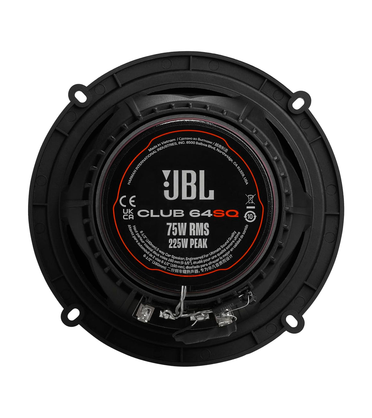 JBL Club 64SQ - 6.5” 2-Way Car Speakers, 225W Peak Power, Carbon Fiber Woofer, Silk Dome Tweeter, Includes A65S Speaker Adapter