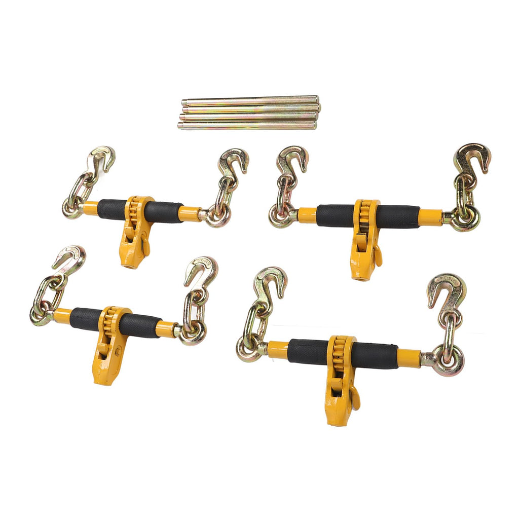 12,000lbs Ratchet Load Binder with Detachable Handle for Easy Storage, Anti Slip, Cast Steel, 4 Set Ratchet Chain Binder (3/8-1/2)(5/16-3/8)