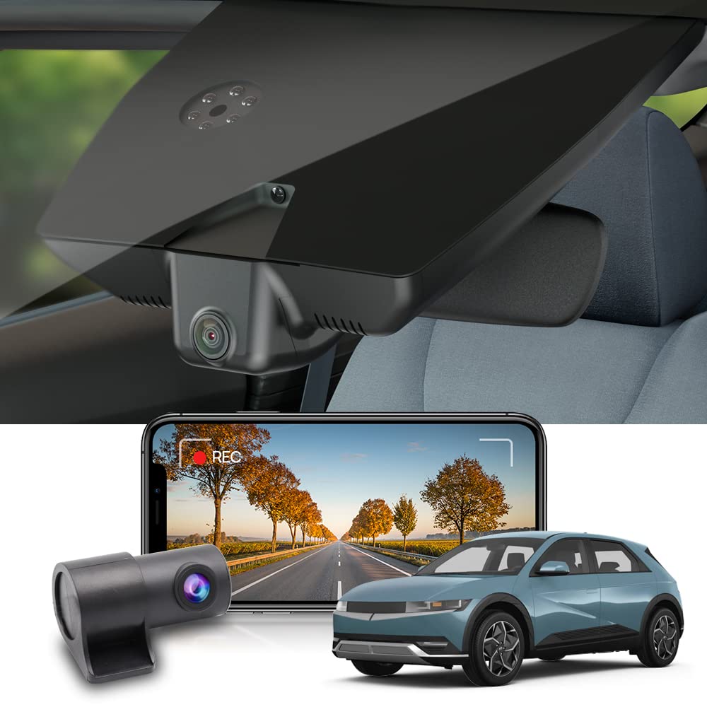 Fitcamx Front 2K+Rear 1080P Dash Cam Adapts for Hyundai IONIQ 5 2022-2024 (6 Vents) SE Standard Range SEL Limited, OEM Look, Dual HD Video, WiFi & APP, Loop Recording, G-Sensor, Easy to Use, 64GB Card