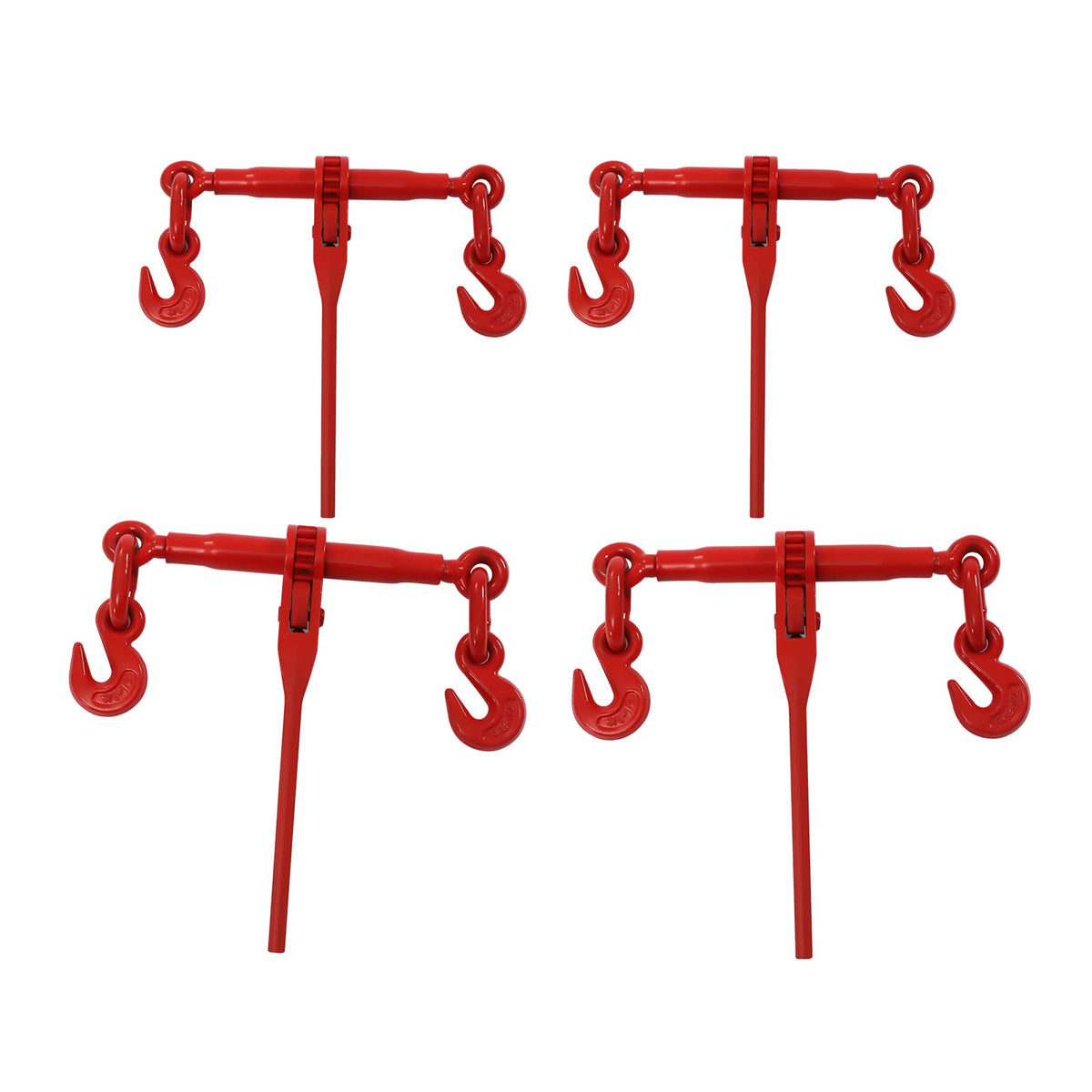 4 Pack Lever Load Binder 5/16-3/8in, 5400Lbs Working Load Limit G70 Transport Chain Load Binders for Industrial Transportation (with 5/16 x 20FT Chains)