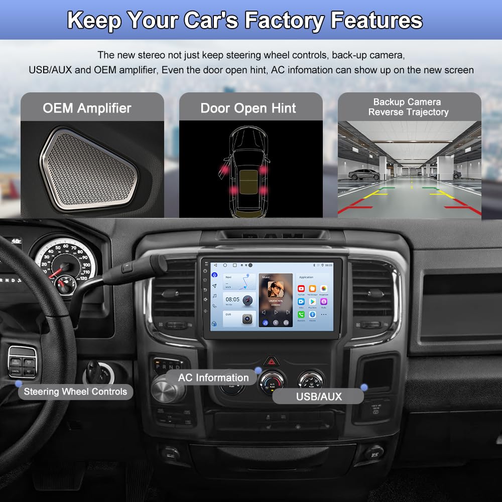 Junsun Car Radio for Dodge Ram 1500 2500 3500 2013-2019 CarPlay