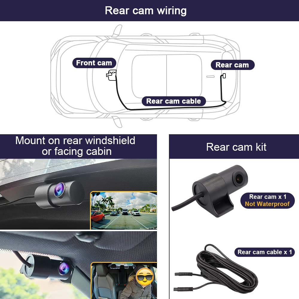 Fitcamx Front 4K+Rear 1080P Dash Cam Suitable for Benz GL 2013-2016 & ML 2012-2015 (HD2-6008), OEM Factory Look, 2 Way HD Video, Built-in WiFi & APP, Loop Recording, G-Sensor, Easy to Use, 128GB Card