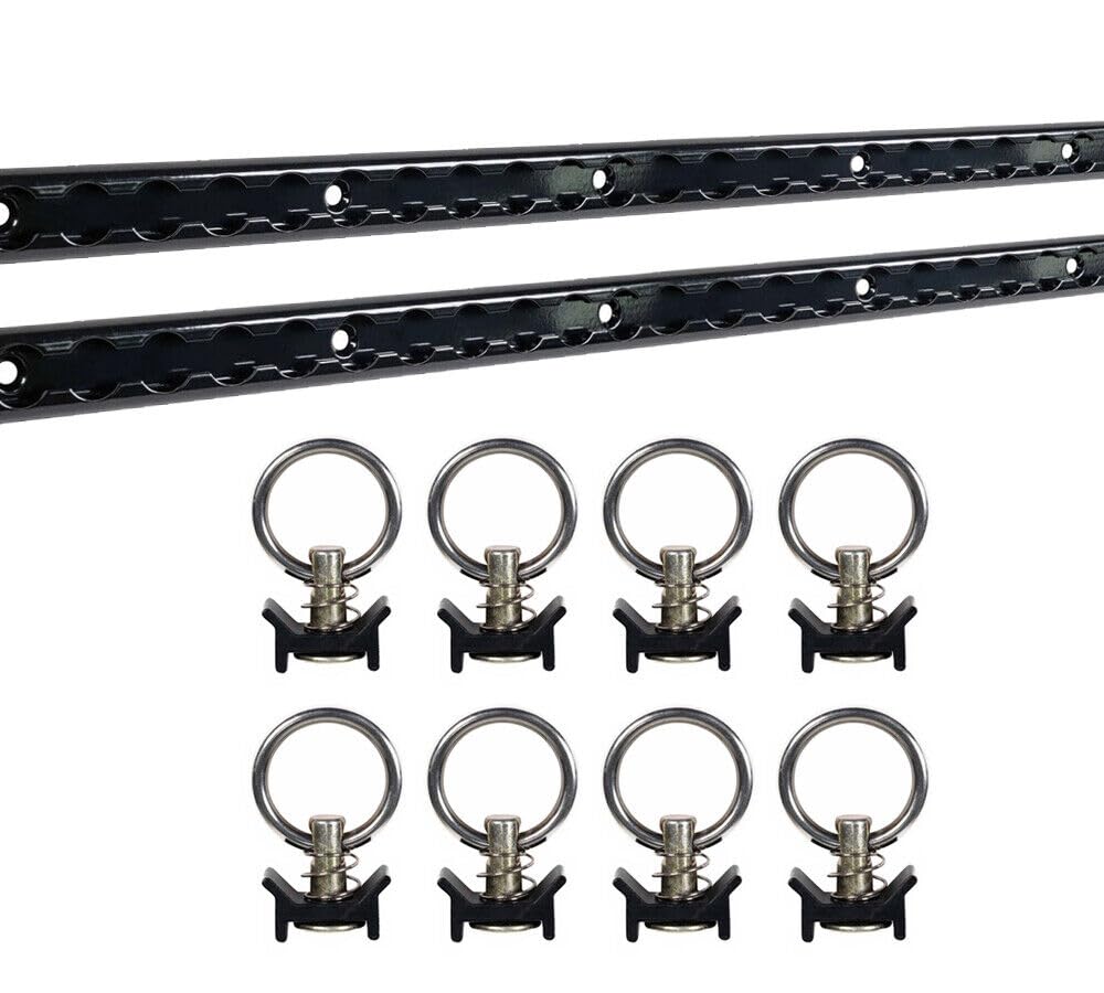 TM USWWAGOODS Replacement for/Fits 6 Ft L-Track Black Powder Coated (2) and Stud with Black Powder Coated Ring (8)