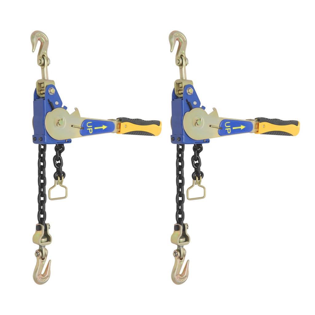 2 Pack 5/16"-3/8" Easy Ratchet Chain Binder with Grab Hooks & 5400 lbs