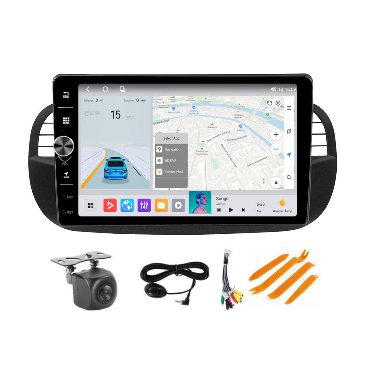 Stereo for Fiat 500 500C 2007-2015 Upgrade Radio with Knob -8Core 2+32GB