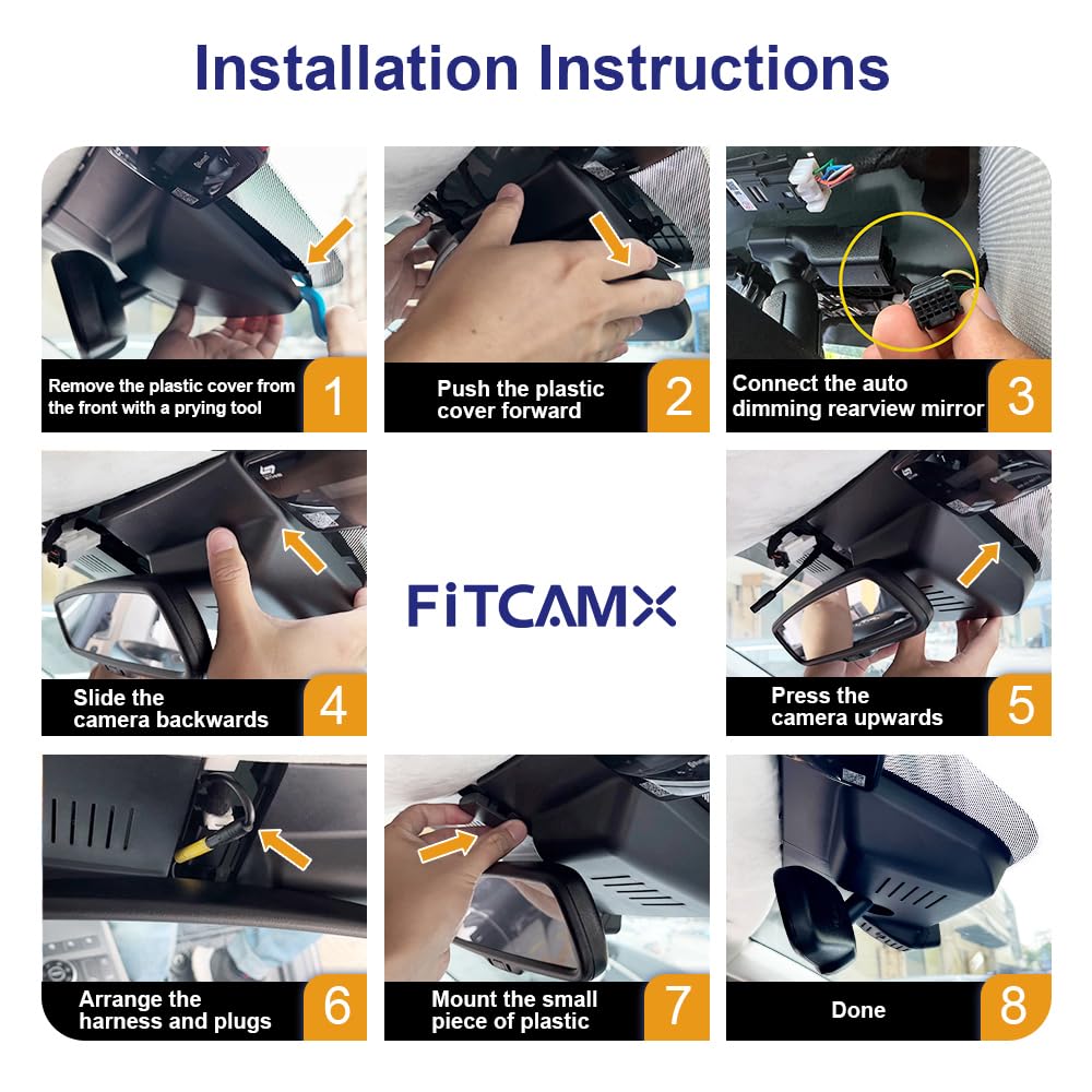 Fitcamx 4K Dash Cam Suitable for Hyundai Sonata 2020-2023 SE SEL Plus Limited N Line & Hybrid (Part No#L1000), OEM Look, 2160P UHD Video, WiFi & APP, Loop Recording, G-Sensor, Plug & Play, 64GB Card