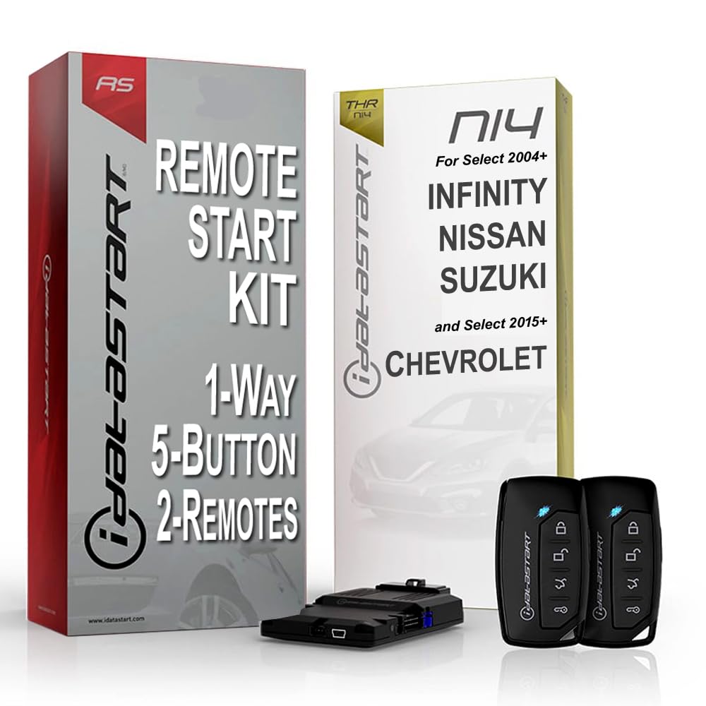 iDataStart Remote Starter KIT for Select Nissan/Infiniti/Suzuki Vehicles 2004+ and Select Chevrolet 2015+ w/3000ft Range (2-Way, 5-Button, 2-Remotes)