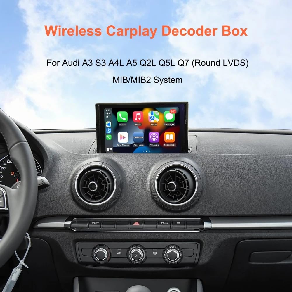 Wireless Carplay Android Auto for Audi A3 A4 A5 S3 B9 Q2L Q5L Q7 2014-2018 with MIB System Carplay Retrofit Decoder Box Kit Support Mirrorlink, Camera