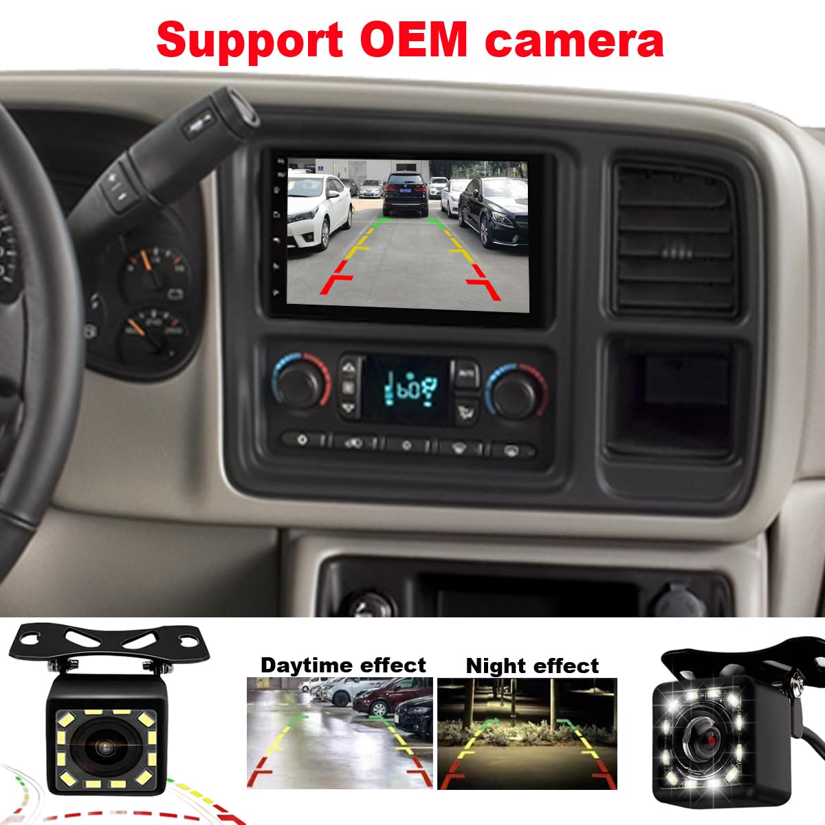 QLED Radio for Chevy Chevrolet Silverado SSR Tahoe 2003-2006,GMC Siera Yukon 2003-2006,Hummer H2 2003-2007,CarPlay Android Auto Ready,Steering Wheel Control,Free Back Camera