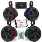 Pyle Marine ATV Powered Speakers - 4.0 Wireless Bluetooth, 800 Watt, Color Changing LED Lights, IP44 Waterproof, 6.5“ Dual Audio Sound System for UTV, Golf Carts, Jetski and Snowmobile - PLATV65BT.5