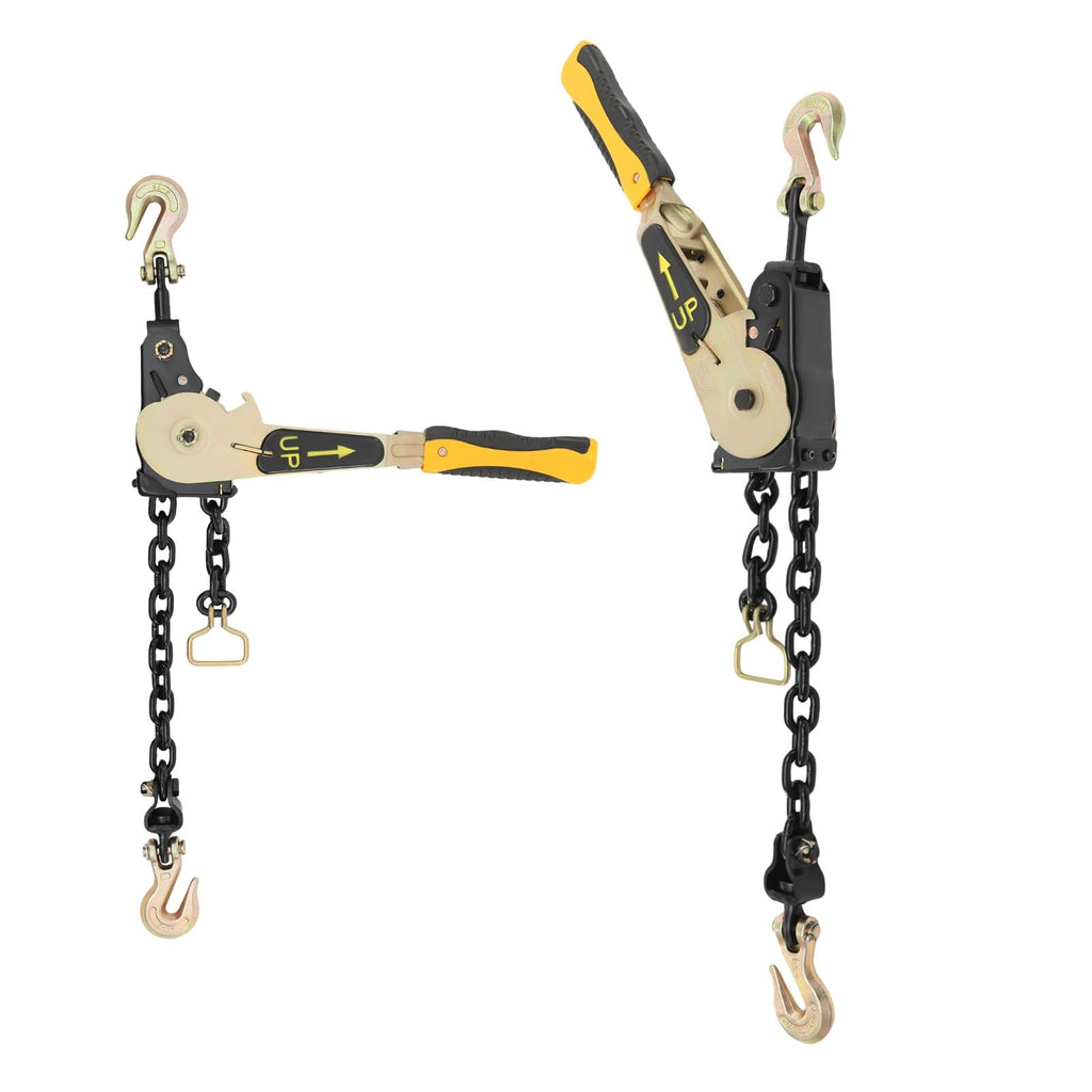 2PCS Ratcheting Chain Load Binder, Yellow, Load 6600lbs, 3/8-1/2in