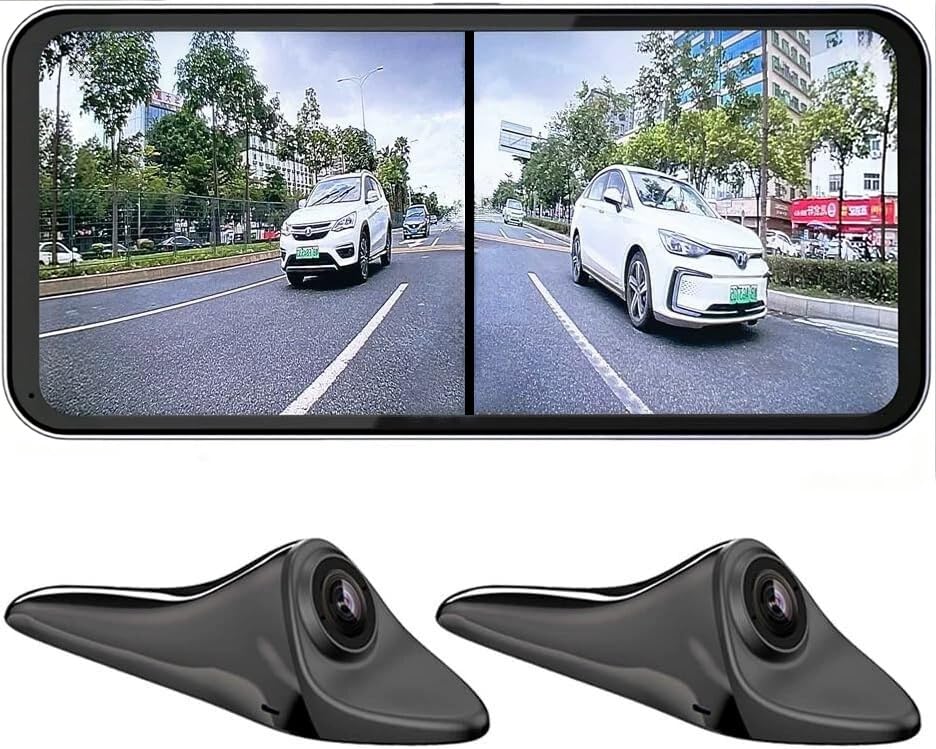 AI Blind Spot Camera Equipped with car Blind spot Display System, Blind spot Driving Recorder, Blind Spot Detection Warning Assistance, Blind Spot Monitoring BSM, Camera Monitoring System CMS (White)