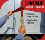 Mytee Products 4 Pack 3/8" - 1/2" Pro Heavy Duty Ratchet Load Chain Binder with with Grab Hooks - 12,000 Lbs Working Load Limit - Heavy Swaged Barrel Cold-Drawn Tubing for Increased Strength