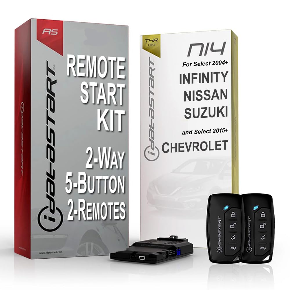 iDataStart Remote Starter KIT for Select Nissan/Infiniti/Suzuki Vehicles 2004+ and Select Chevrolet 2015+ w/3000ft Range (2-Way, 5-Button, 2-Remotes)