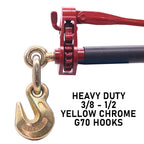 BoxerTool 4 Pack 3/8" - 1/2" Heavy Duty Folding Handle Ratchet Load Binder w/Grab Hook 12,000 lbs WLL - Transport Chain Binder