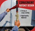 Mytee Products 4 Pack 5/16" - 3/8" Ratchet Chain Binder w/Rubber Grips - 7100 lbs WLL Closed Body Ratchet Lever Load Binder - Tie Down Hauling Chain Binders for Flatbed Truck Trailer