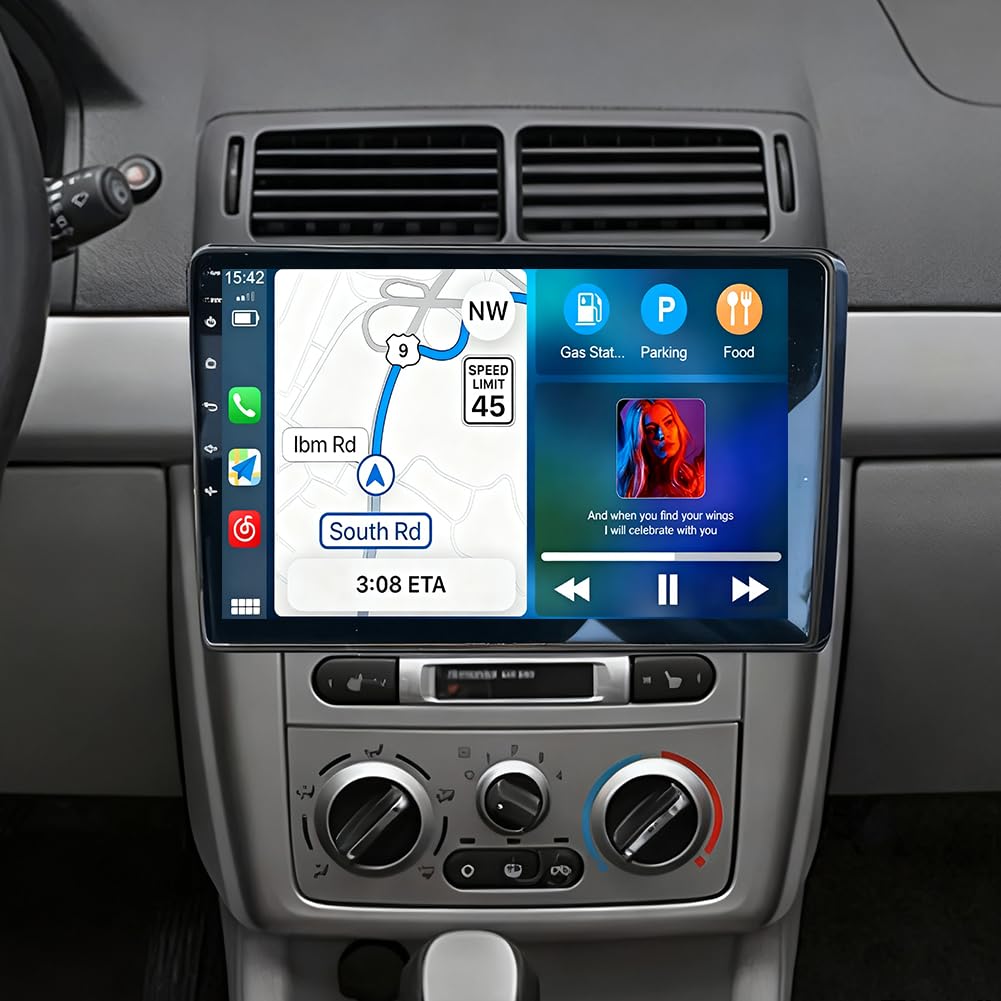 10.1" Touschscreen Car Radio for Chevy Cobalt 2007-2010 with Wireless CarPlay and Android Auto, 2G+32G Android 14 Double Din Car Stereo Head Unit Support GPS Bluetooth Mirror Link WiFi FM SWC Camera