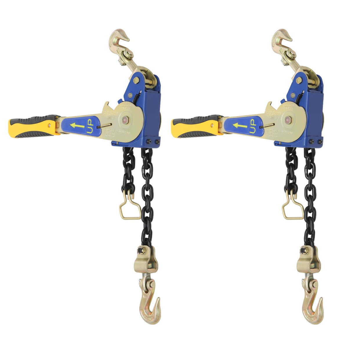 2 Pack 5/16 in - 3/8 in Ratchet Chain Binders, Portable Chain Binders with Handles, 5400LBS Working Load, Heavy Duty Tie Down Hauling Chain Binders for Truck, Tractor