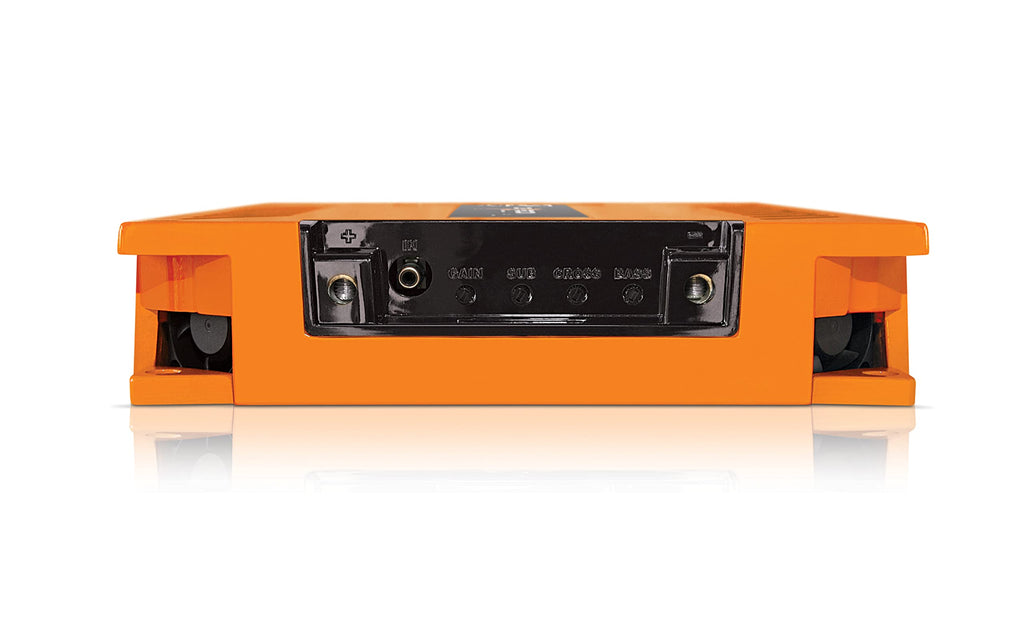 1-Ch.Vehicle Audio Bass Amplifier - 3000WRMS High-Powered Mono Bass Amp w/Subsonic Filter and Low Pass Filter Stable at 1 ohm, LED Indicators, Sound Specialization, Orange - Banda ICEX3000.1ORANGE