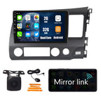Tesla Style Car CarPlay Android Auto Navigation Stereo GPS Radio Reverse Camera 9.7" IPS Touchscreen Headunit Tablet Media Player for Honda Civic 2004-2011, if Applicable Quad Core 2G+32G MT