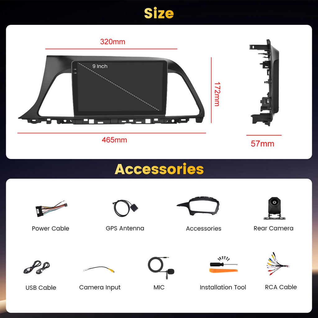 [Fuluku] 4+128GB 9" Android 15 Car Radio for Hyundai Sonata 2015-2017(LHD)