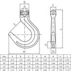 1/2"x3' Grade 100 Recovery Wrecker Rollback Binder Chain Foundry Hook One End WLL 15000 LBS BS 60000 LBS