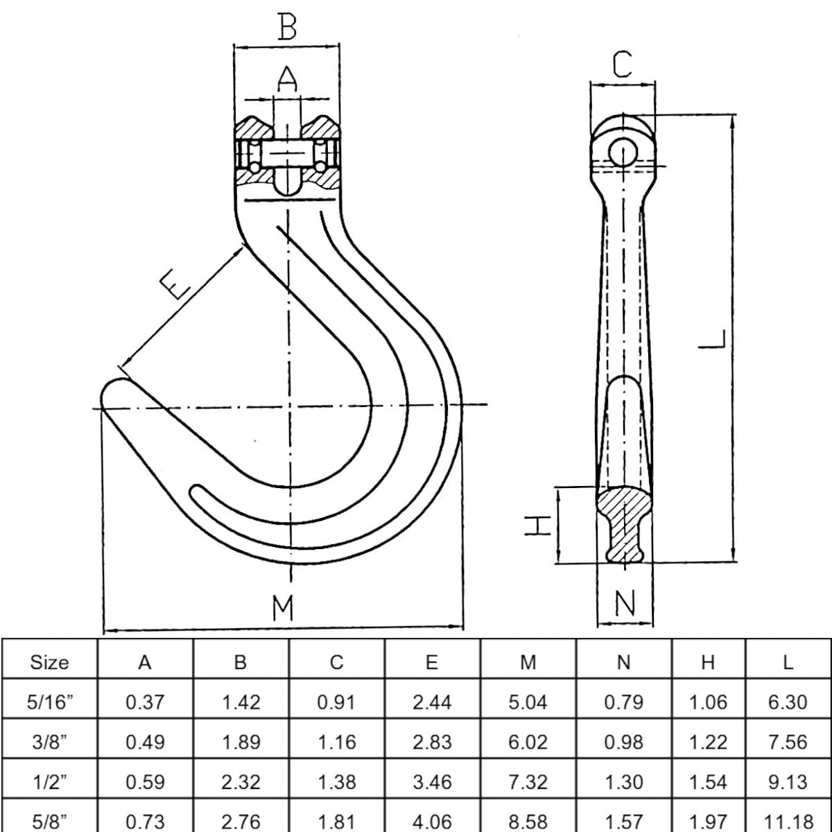 1/2"x3' Grade 100 Recovery Wrecker Rollback Binder Chain Foundry Hook One End WLL 15000 LBS BS 60000 LBS