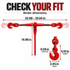 Ratchet Binder Kit, 8,819 lbs, Two 3/8" G80 Chains & Adjustable Grab Hooks