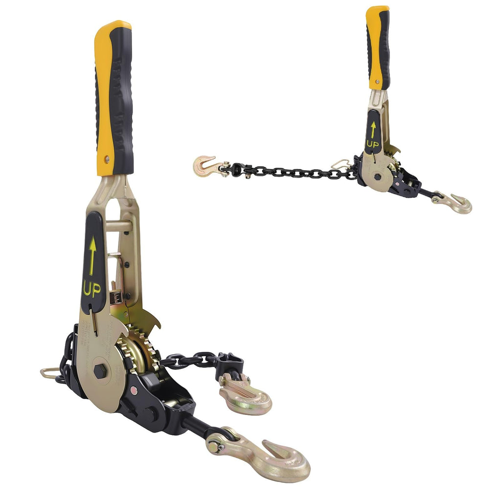 2PCS Ratcheting Chain Load Binder, Yellow, Load 6600lbs, 3/8-1/2in