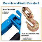 4 Pack Side Lever Ratchet Chain Binder | 7100 lbs WLL, Fits 5/16" G70 Chains, Labor-Saving Anti-Skid Handle, Heavy Duty Load Binders forTowing, Tie-Down & Hauling (4, Blue)