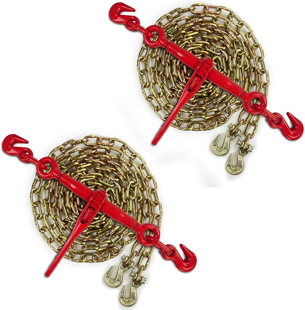 Chain and Binder Kit 5/16" - 1/4" Chain Binder Load Binder Transport Chain with 3,150lbs Safe Work Load for Truck Flatbed Trailer Tie Down Hauling Logging